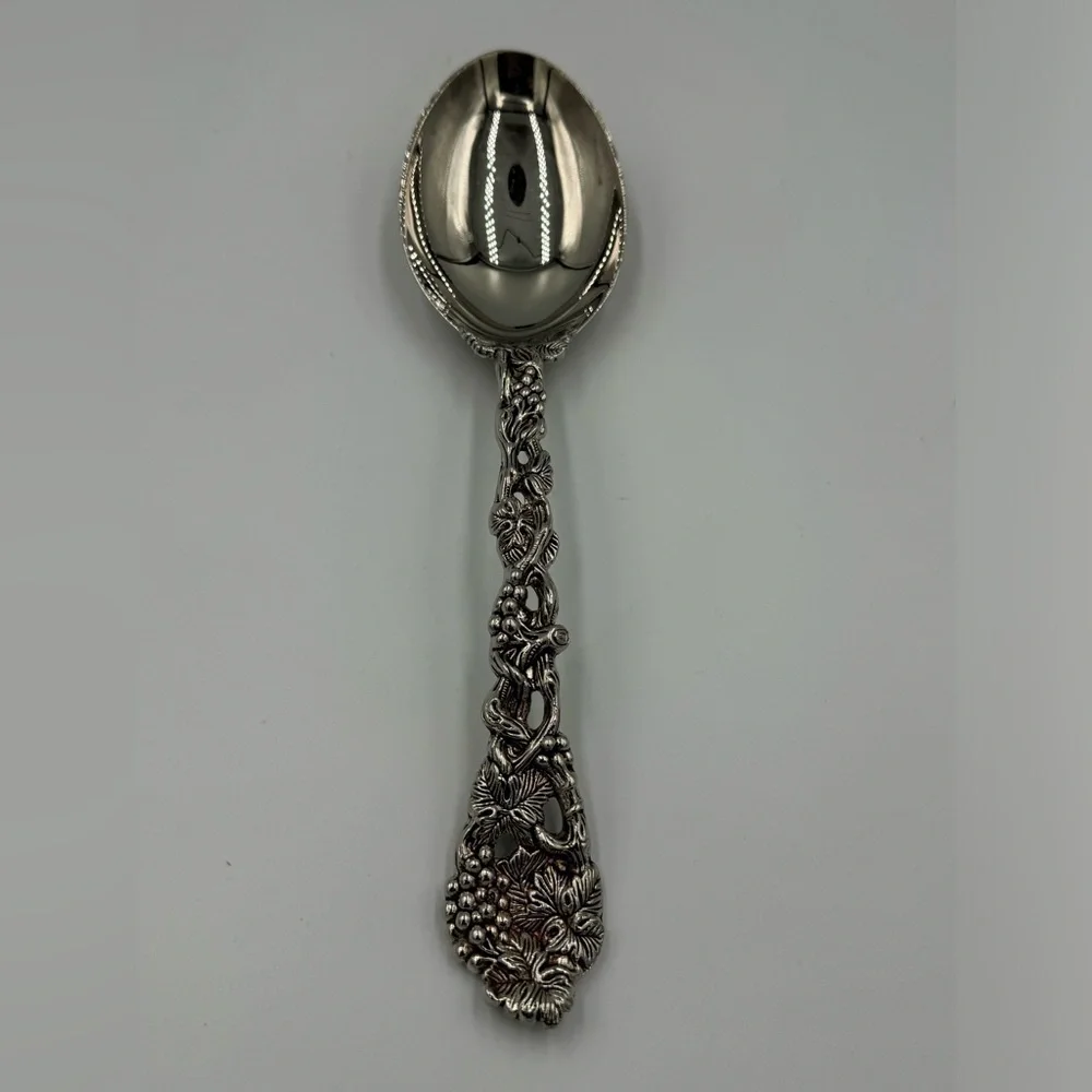 Vintage Godinger Grapevine Design Silver Plated Large Serving Spoon
